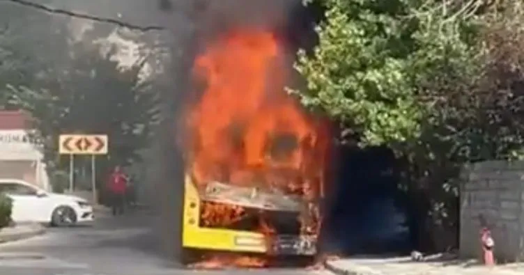 İETT otobüsü alev alev yandı