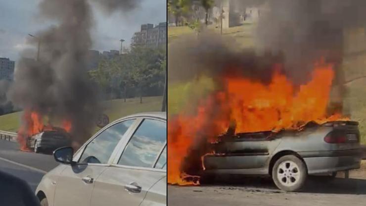 Son dakika: TEM’de yangın faciası! Otomobil alev topuna döndü