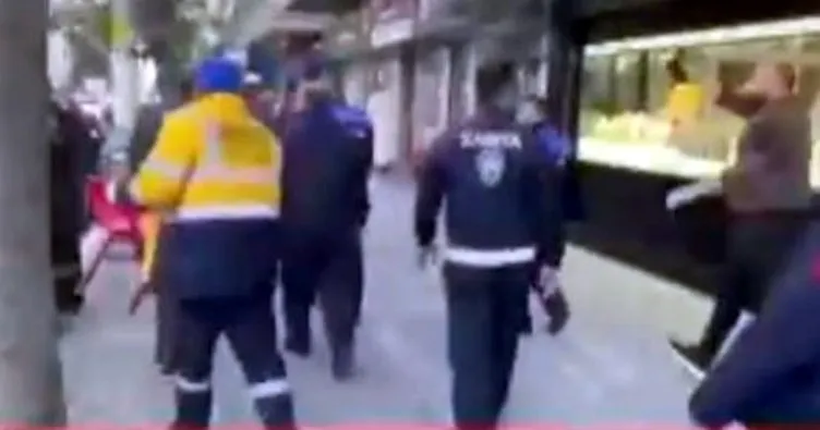 Esnaf ile zabıta arasında sandalye kavgası yaşandı
