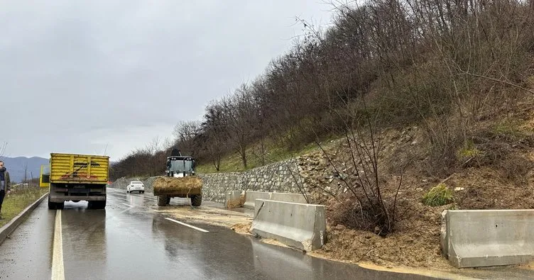 Düzce’nin Gölyaka ilçesinde heyelan meydana geldi
