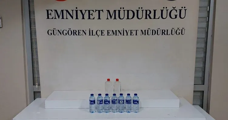 Pet şişelerle sahte alkol satarken yakalandı