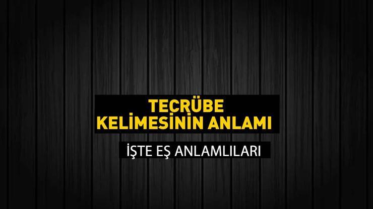 Tecrübe Eş Anlamlısı Nedir? Tecrübe Kelimesinin Eş Anlamlıları Nelerdir?