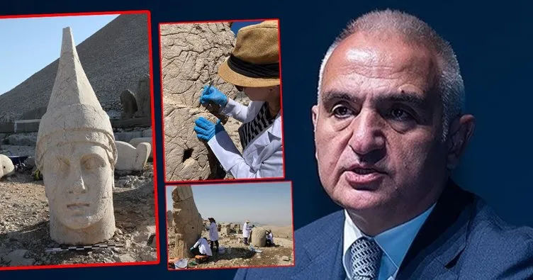 Bakan Ersoy NSosyal hesabından paylaştı: Yeni yöntem ilk kez Nemrut’un taşlarına nefes oldu