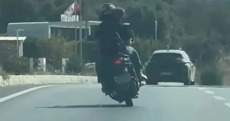 Bodrum’da motosikletle tehlikeli yolculuk