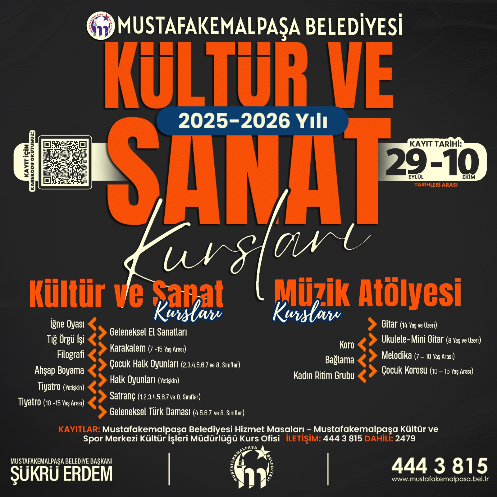 Mustafakemalpaşa Belediyesi kültür ve sanat kursları için kayıtlar başladı