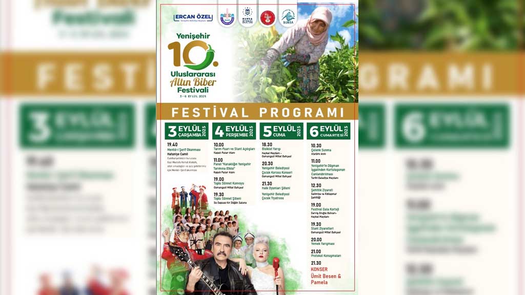 YENİŞEHİR 10’UNCU ULUSLARARASI ALTIN BİBER FESTİVALİ’NE SAYILI GÜNLER KALDI