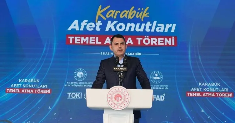 Karabüklüler yeni evlerin temelini Bakan Kurum ile birlikte attı