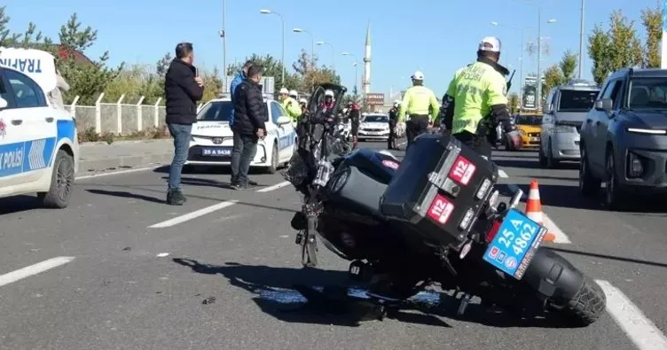 Motosiklet kamyona çarptı! Kazada 1 polis yaralandı