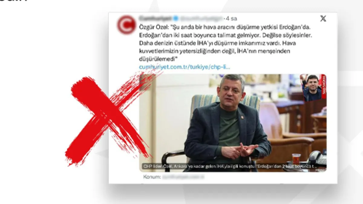 CHP’li Özel’in “İHA düşürülmesi için Başkan Erdoğan’dan talimat beklendiği” iddiasına yalanlama!