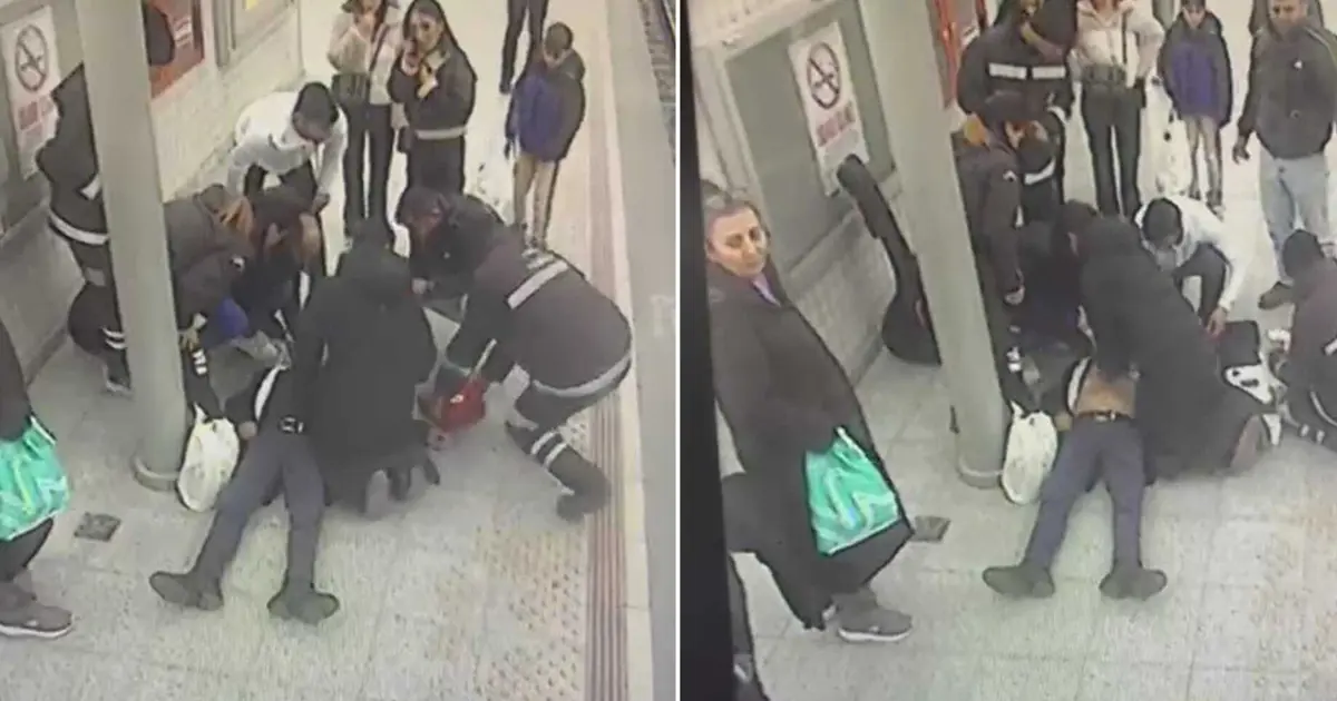 İstasyonda kalbi duran yolcuya şok cihazlı müdahale