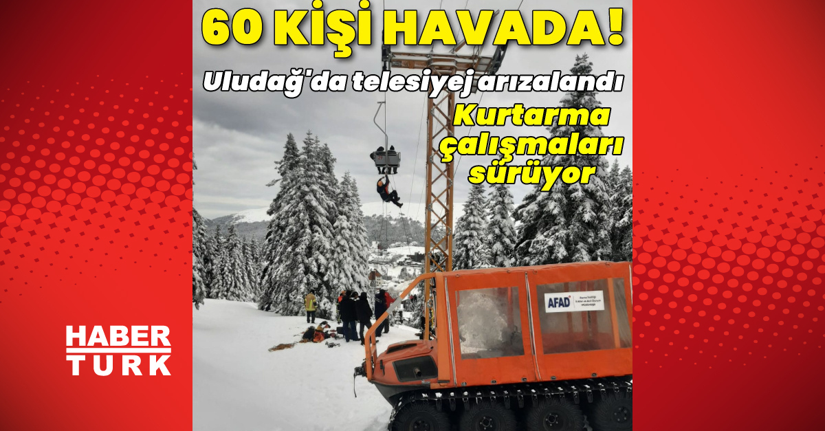 60 tatilci telesiyejde mahsur kaldı!