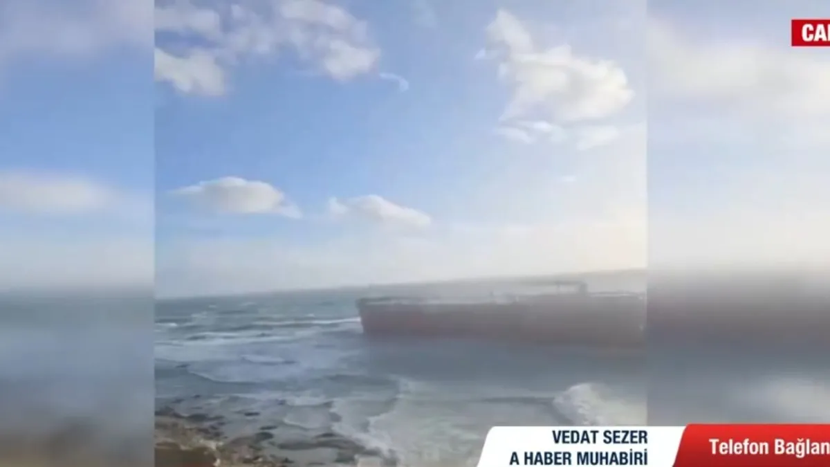 Dev tanker Bozcaada açıklarında karaya oturdu! 26 kişilik mürettebat için zamanla yarış