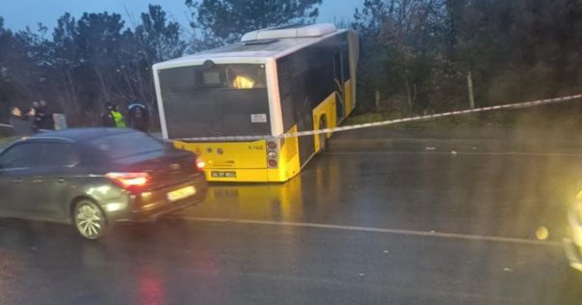 İETT otobüsü ormanlık alana uçtu faciadan dönüldü