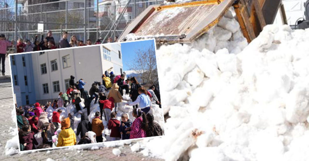 Kar yağmayan ilçeye kamyonla kar getirdiler!