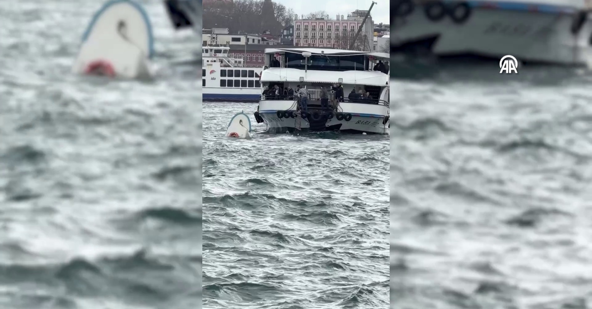 Vapur tekneye çarpınca denize düştü!