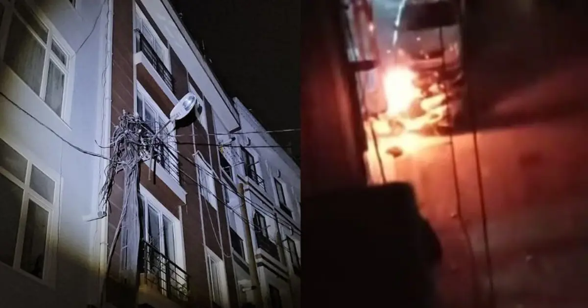 Şişli’deki elektrik direği patladı, 3 motora sıçradı
