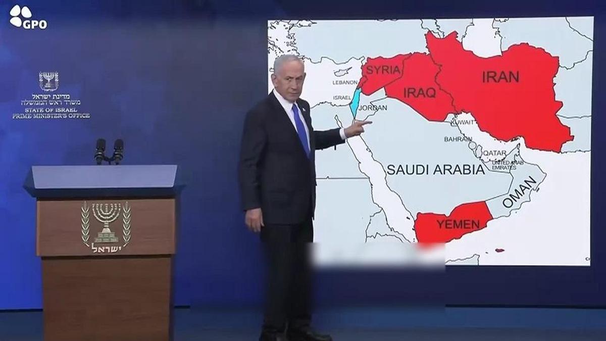 Netanyahu harita başında meydan okudu: “Şimdi biz onları boğuyoruz”