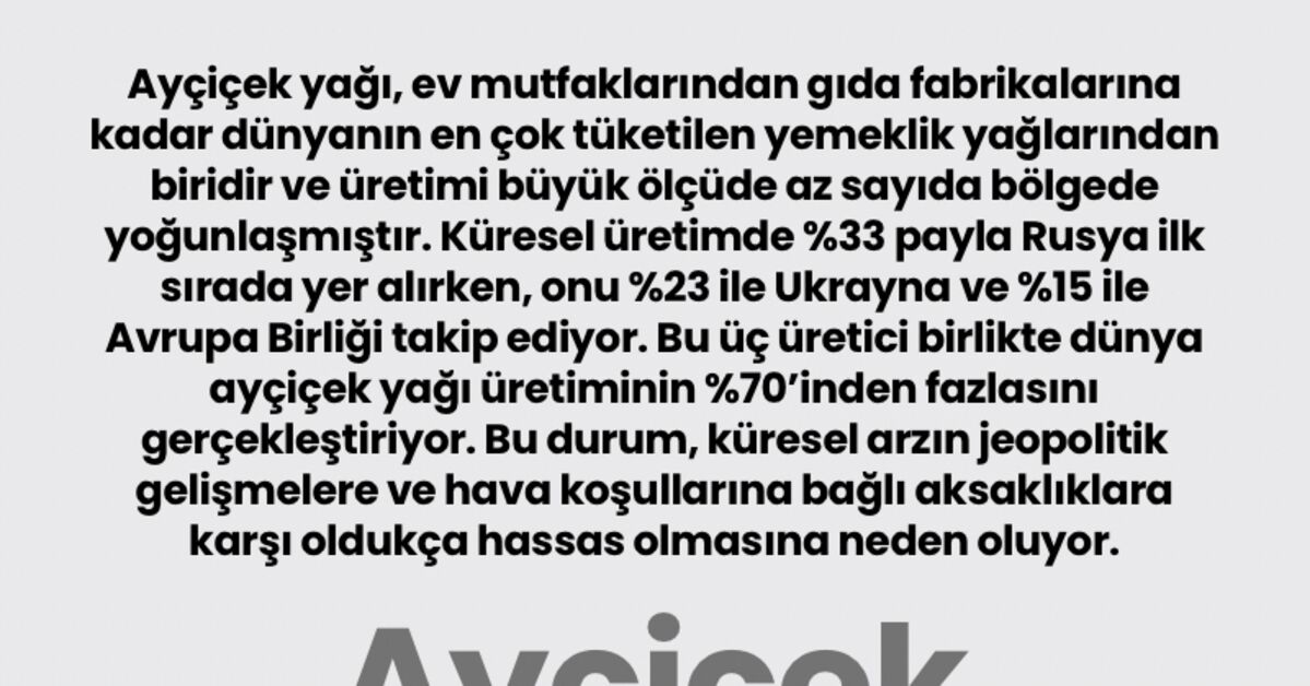 Ayçiçek yağında küresel denge