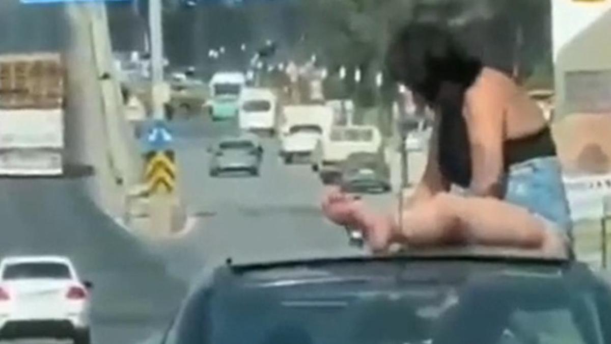 Aracın üstündeki hareketleriyle tepki toplamıştı! Gözaltına alındı